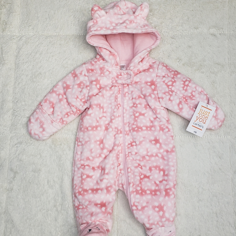 Newborn Girl's Cold Weather Pink One Piece